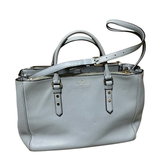 Kate Spade Light Blue Pebbled Leather Satchel With Dual Handles & Adjustable Cro - Picture 6 of 12